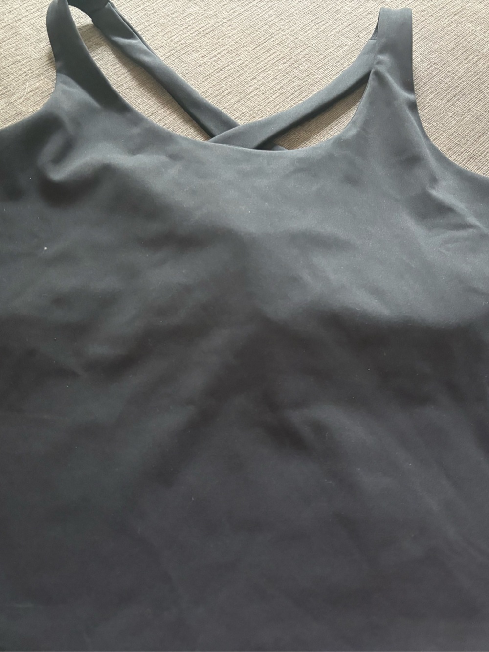SPANX Crossback Contour Shelf Black Double-Strap Tank Top